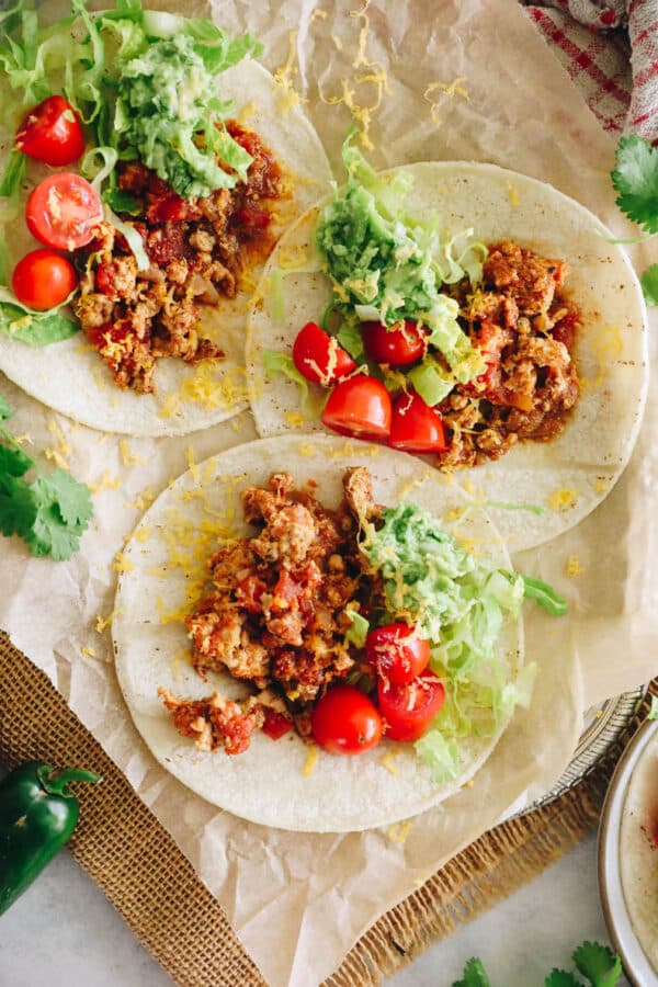 One-Skillet Turkey Tacos - The Healthy Maven