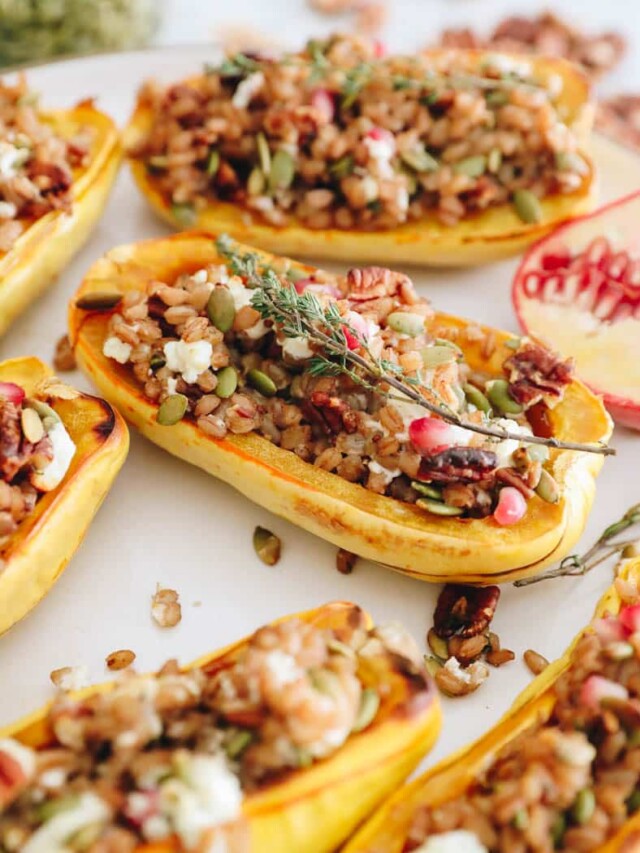 Elevate Your Dinner with Farro Stuffed Delicata Squash